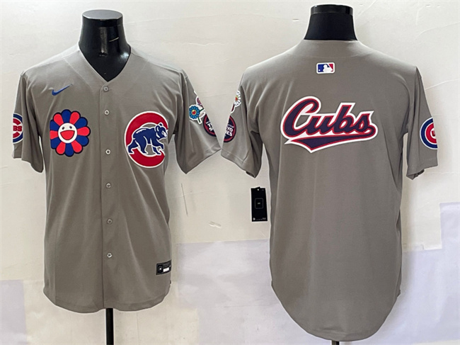Men's Chicago Cubs Team Big Logo Gray 2025 Tokyo Series Limited Stitched Baseball Jersey Men's Chicago Cubs Team Big Logo Gray 2025 Tokyo Series Limited Stitched Baseball Jersey